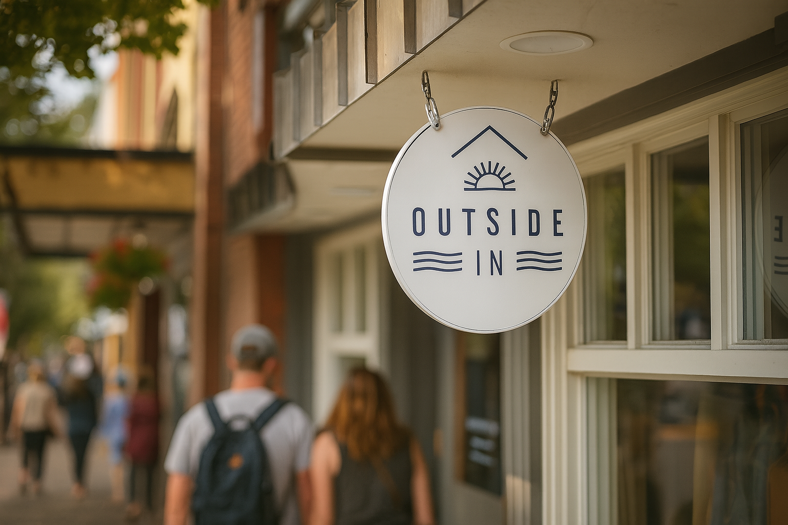 Bend shopping area with breweries and boutiques