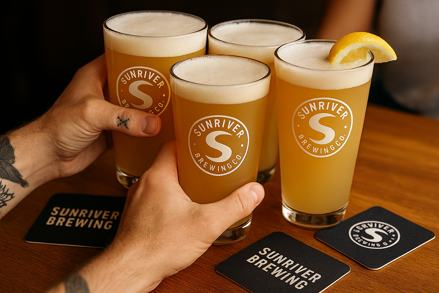 Sunriver Brewery cheers and atmosphere